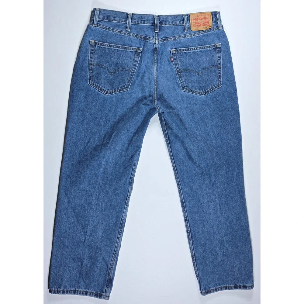 Levis 550 Relaxed Fit Tapered Leg Jeans Mens 38x29 Medium Wash Blue Denim